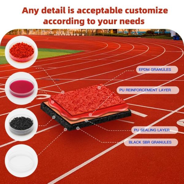 Pista de corrida de sistema de sanduíche de borracha com excelente resistência ao clima