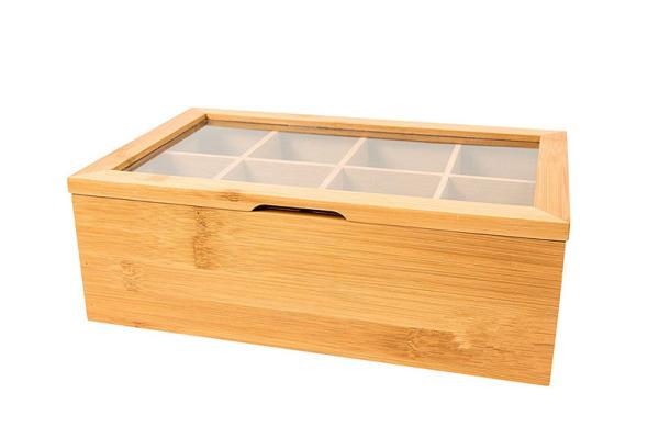 Chinese Traditional Bamboo Tea Storage Box With 8 Compartment Delicate Appearance