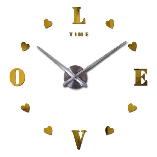 Love Letter Self-adhensive Wall Stickers Unique Modern Wall Clocks Acrylic Mirror Custom Wall Clock