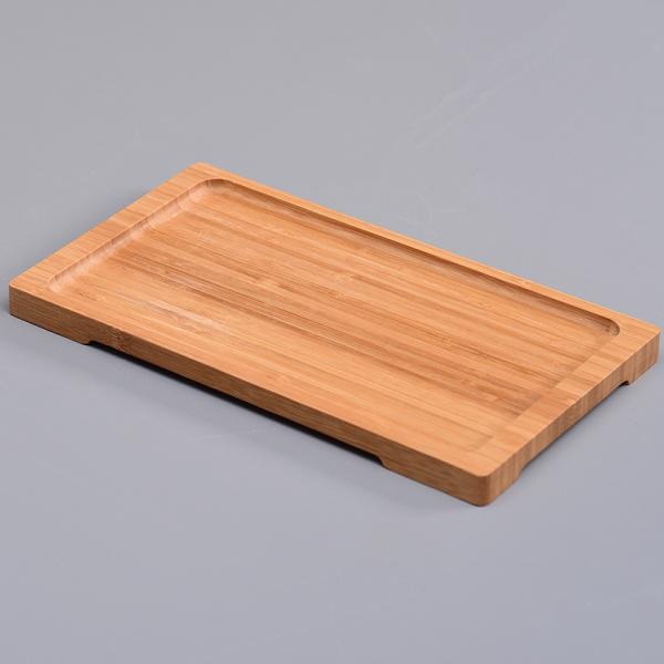 Customized Natural Solid Wood Bamboo Food Cutlery Tray in Different Sizes and Shapes