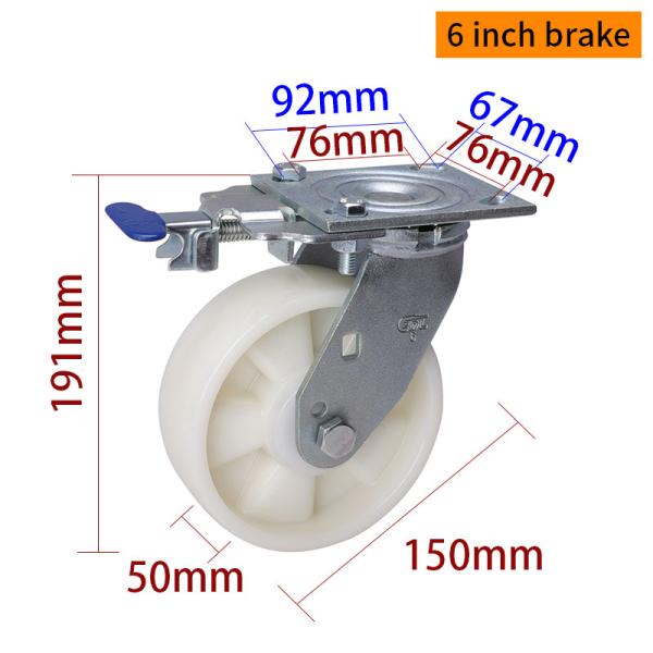 6 Inch Heavy Duty Swivel Casters 420kg Plate TPU 150mm Caster Wheels