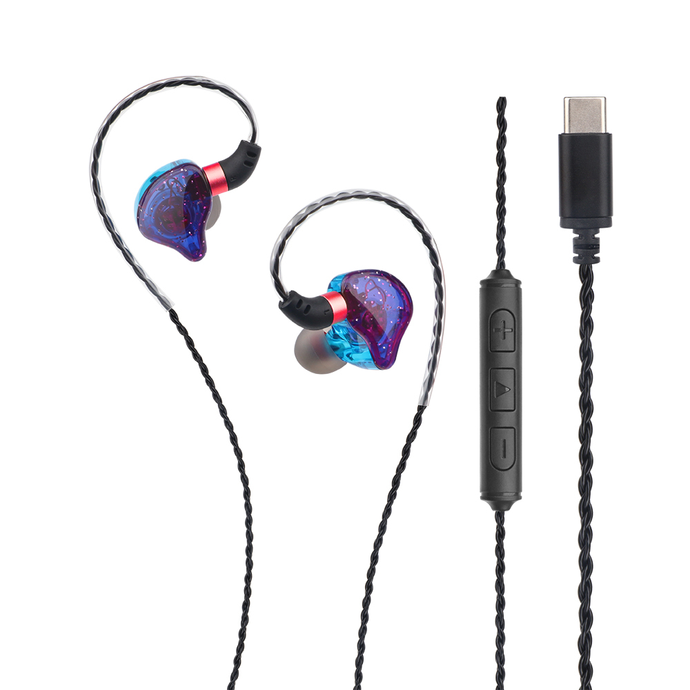 ML-AZ04 Type‑C/3.5mm Wired In‑Ear Earphones, 10mm Dynamic Driver HiFi Stereo Earbuds, Ergonomic Over‑Ear Hook Design with Built‑in Microphone Volume Control, 360° Surround Sound Sports Headphones