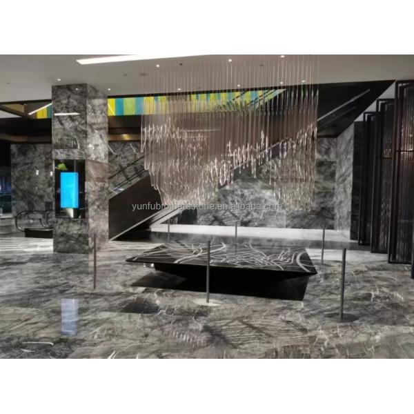 Italian Natural Stone Silver Fir Black Grey Look Marble Textured Slab for Home Wall Panel