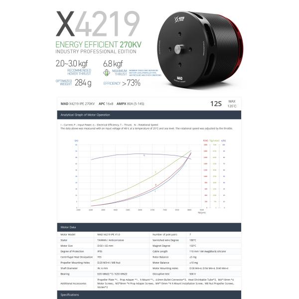X4219 VTOL Drone Brushless DC Motor