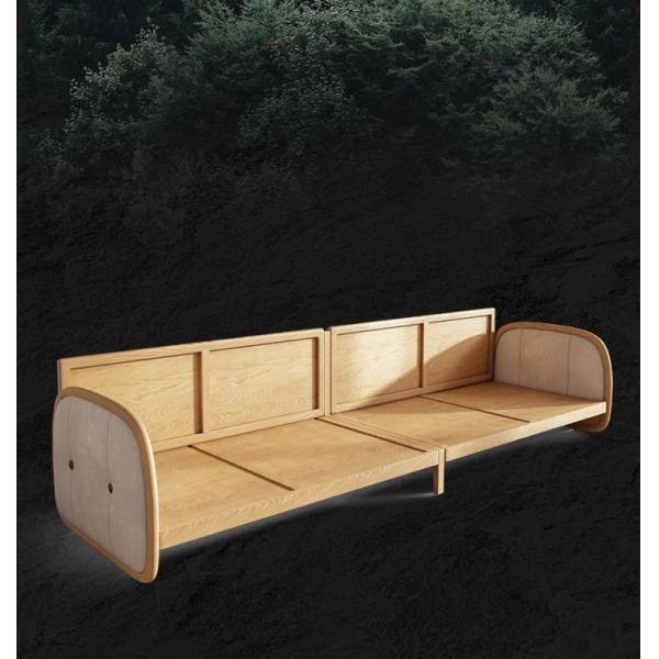 Multi Functional Hotel Lobby Furniture Nordic Simple Solid Wood Fabric Sofa