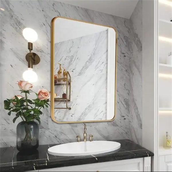 Clear Gold Mirror Bath Mirror Full Length Aluminum Alloy Standing Decorative Wall Mirror