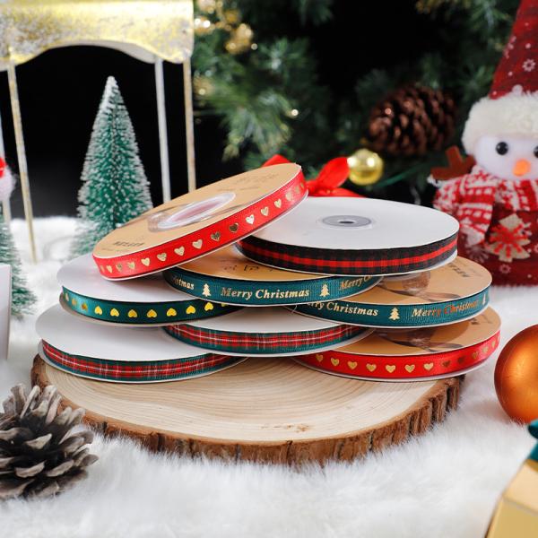 1cm*45m Chritsmas Printed Ribbon For Gift Packing And Garment Accessories