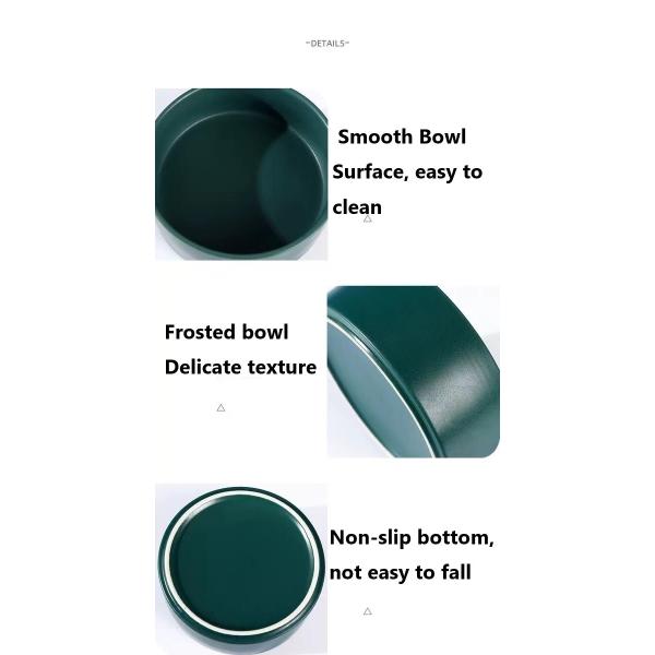 Ceramic Pet Feed Bowl With Wooden Stand Dog Food Drinking Bowl Dish