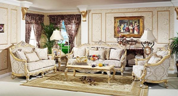 Hand carved royal furniture wooden frame 6 seater sofa set designs in antique finished