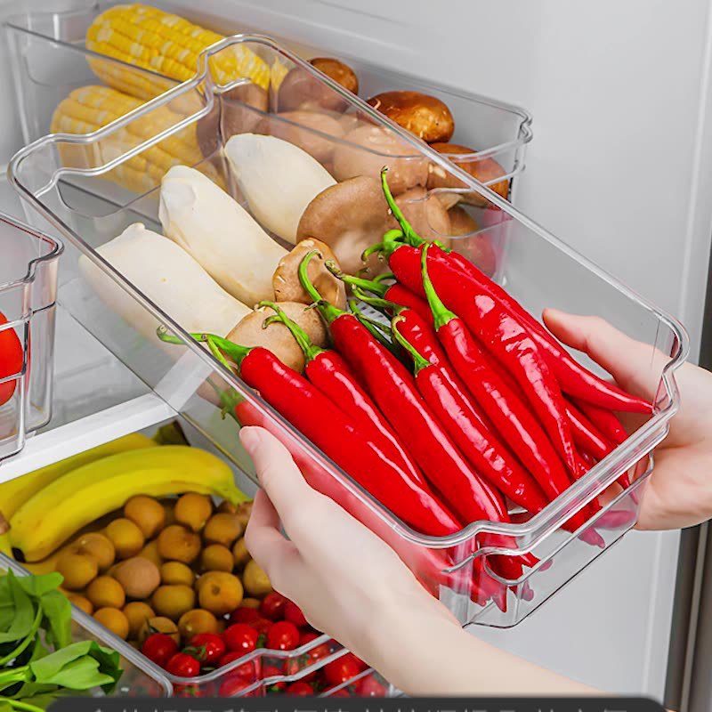 Acrylic Transparent Refrigerator Vegetable Cosmetics Snack Sundries Storage Box Food Grade Frozen Display Box Storage Box