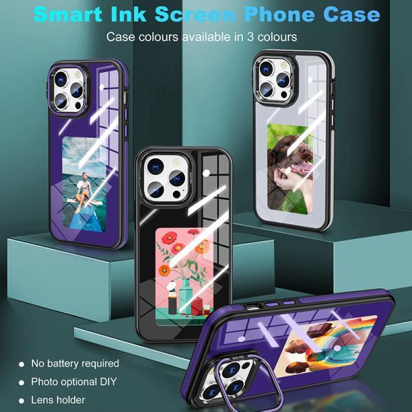 IPhone 16 Mobile Phone Case Metal Magnetic IPhone 17 Mobile Phone Case DIY Color Display Mirror Suitable For Apple Mobile Phone Protective Cover NFC Screen Ink Screen Mobile Phone Case