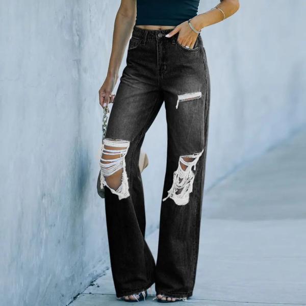 Blue Custom Jeans Pant Spring Summer Straight Fit Pants For Women