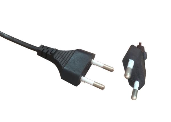 Household Electrical European Power Cord 2pin Ac Standard Power Cord In Black