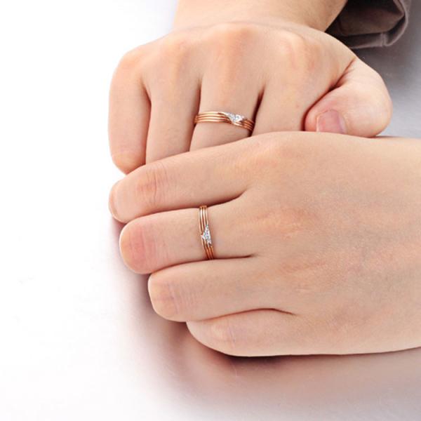 18K Rose Gold White Gold  Diamonds Wedding Band Ring Couple Ring (GDR014)