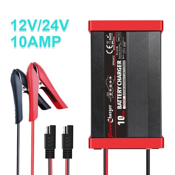 Auto 5 Stage GEL AGM WET Smart Car Battery Charger 12V 24V 10Amp