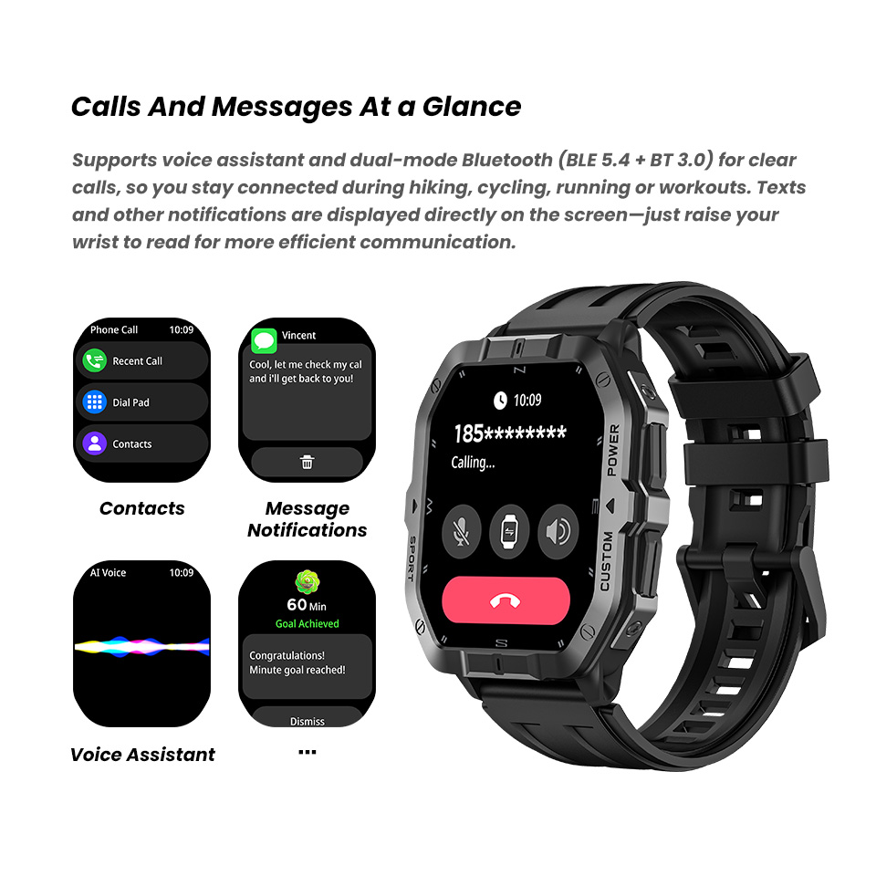 GPS Smart Watch C32 Pro 2ATM Waterproof Sports Watch Barometer Altimeter Compass 100+ Fitness Modes Running Cycling Answer Call