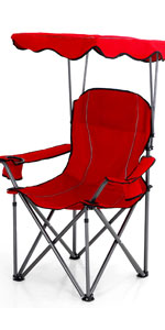 Oversized Camping Chair with Shade Canopy, Folding Lawn Chairs Cup Holders, Camping Lounge Chair for Hiking Travel
