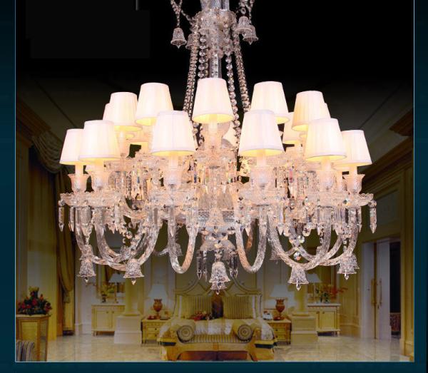 Silver Candle Crystal Chandelier Light With Lampshade （WH-CY-60)
