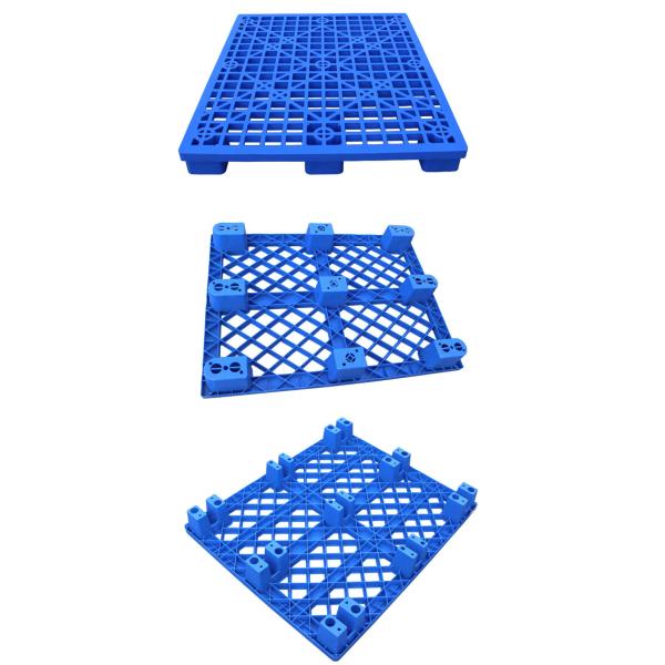 Grid Nine Feet Forklift Plastic Pallet Blue Color