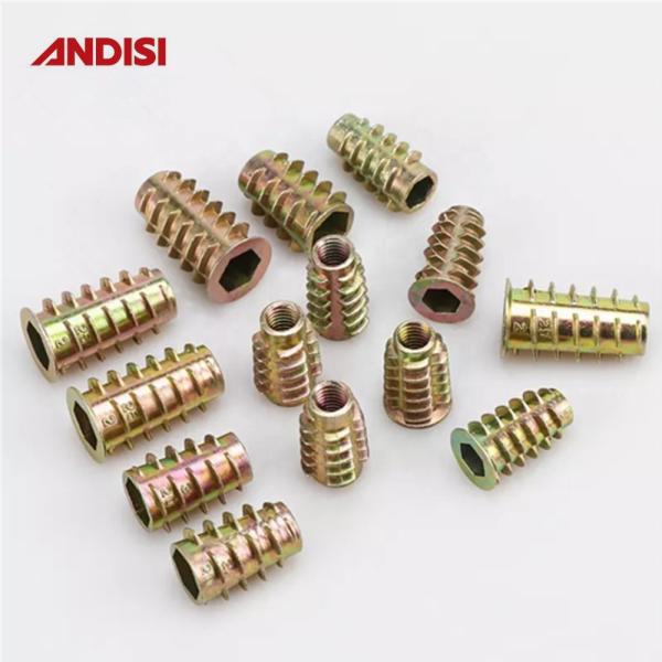Zinc Alloy/Steel M6 M8 M10 Threaded Flanged Round Head Hex Insert Nuts for Modern Furniture
