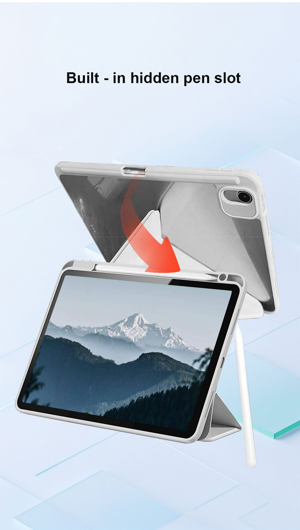 Laudtec Smart Stand PU Leather Case with Soft TPU PC Transparent Back Cover Auto Sleep/Wake for iPad Air 13 2025
