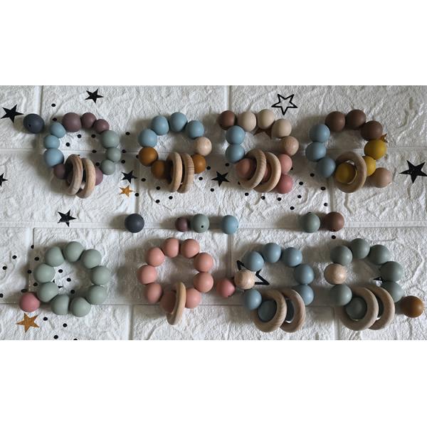 New Color BPA Free Baby Chew Necklace Round Silicone Teething Beads Brown/pink/orange/green/blue or Custom Color DL13-005 CN;GUA