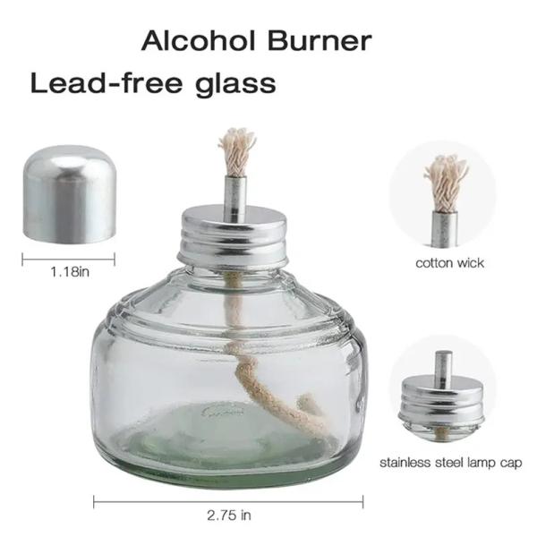 Dental Lab Glass Alcohol Burner 120ml Spirit Lamp Metal Cap Alcohol Burner Lamp With Woven Wick