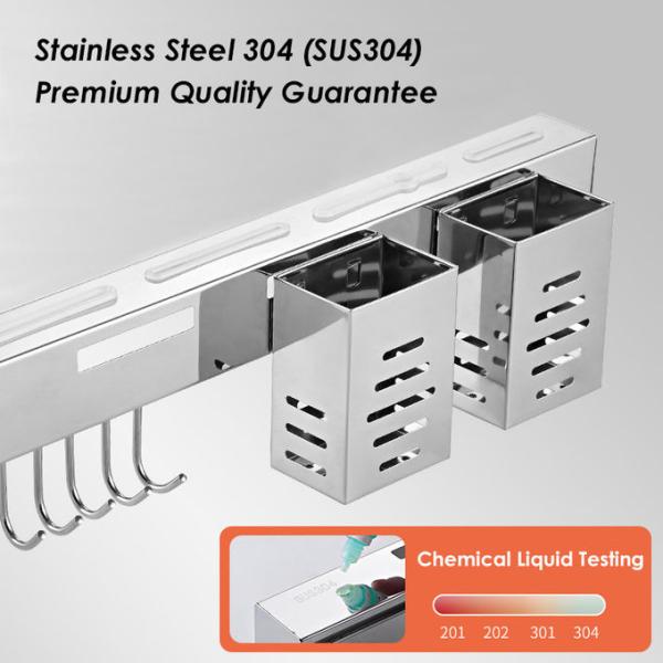 Wall Mount Kitchen Utensil Hanging Rack Stainless Steel SUS304 Multifunctional