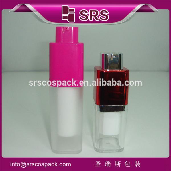 SRS 2015 new style wholesale 15ml 30ml 50ml square acrylic airless pump empty bottle