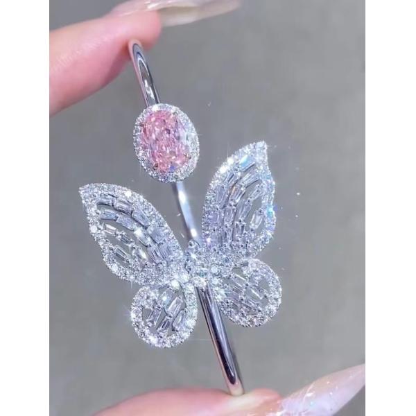 НГТК сертифицированная лаборатория выращенные бриллиантовые браслеты 1.97ct овальный розовый бриллиантовый браслет