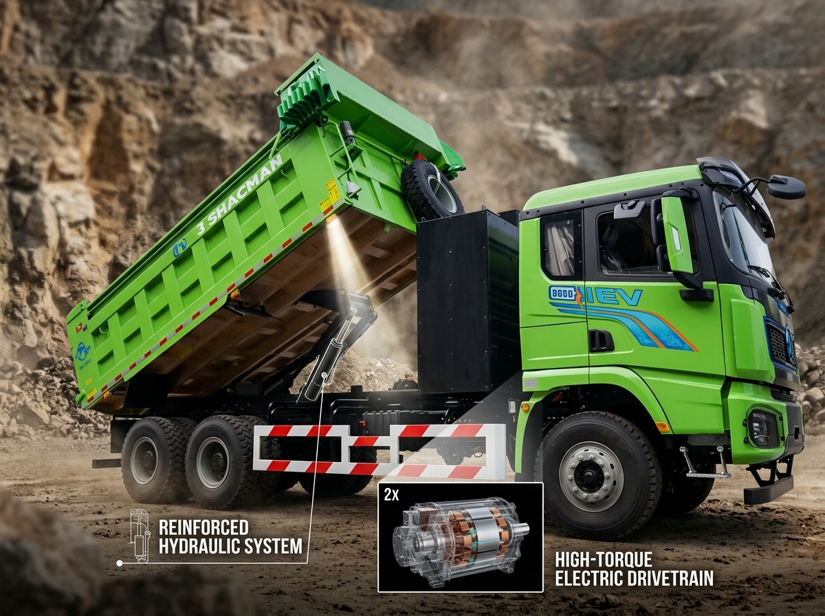 Efficient Shacman X5000e 6x4 Electric Mining Dump Truck 400kWh Battery Low Cost Transport