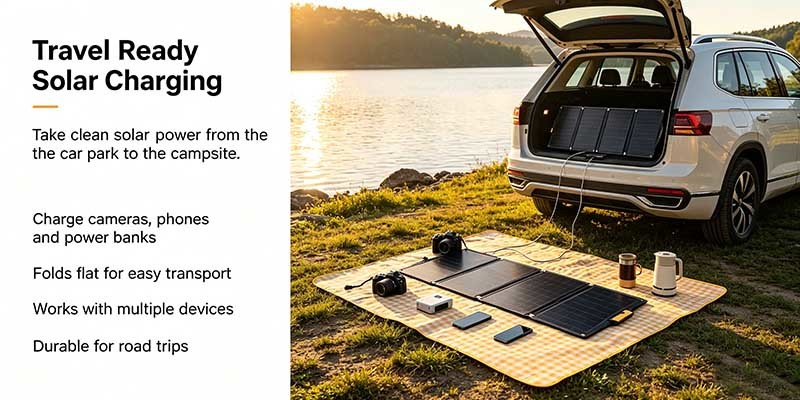Water‑Resistant 50 W Collapsible Solar Panel, Fold‑Up Solar Charger for Field Work