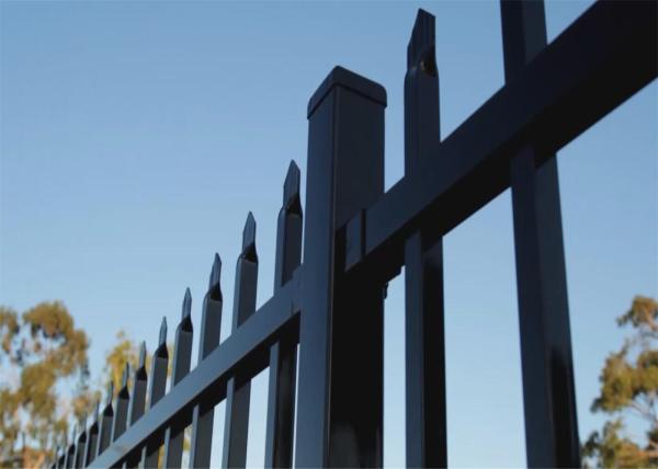 PVC coated black color Rail steel panel fence for Australia market / Temporary Swimming pool fence / Ornamental wrought