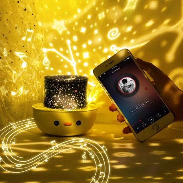 Funny Remote Control Crown Duck Projector Lamp Night Light Music Box For Kids Toddlers Baby Gifts Free with 6 Projection
