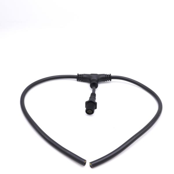 Black PVC  T Type Waterproof Connector M16 IP67 Cable Use CCC Certified