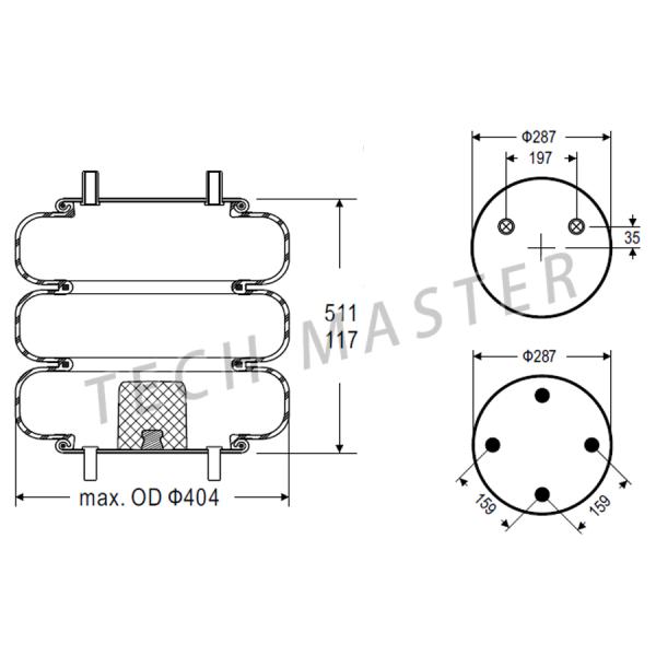 Мембрана воздуха весны воздуха сумки воздуха Фирестоне В01-358-7846 трейлера поднимаясь тройная замысловатая промышленная