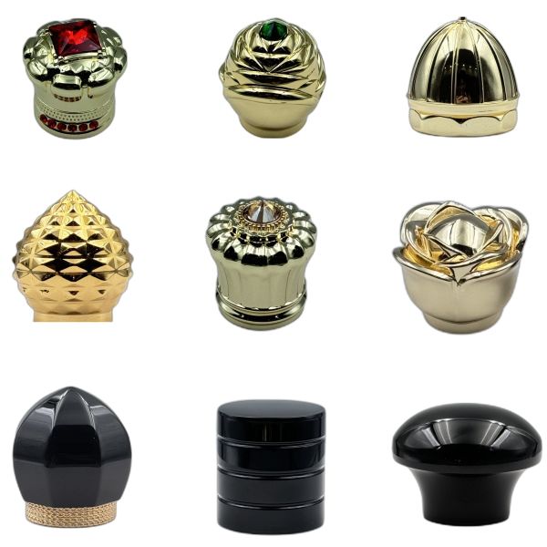 Factory High End Hot Sale Luxury Fea 15 Perfume Bottle Cap Gold/Silver Electroplated Zinc Cover for Sealing and Cans Packaging