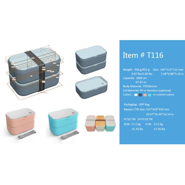 2000ml Plastic Food Grade Original Kids Stackable Lunch Bento Box Set with Bag
