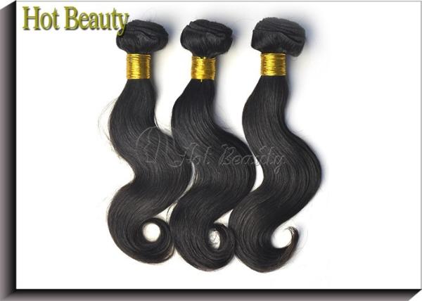Body Wave Virgin Human Hair Extensions Natural Black / Brown Color