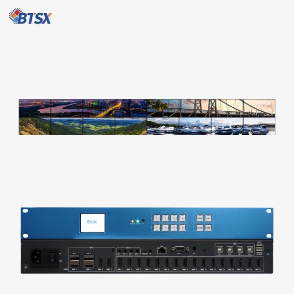 4K60 4-Screen Simultaneous Display Video Wall Controller with 1-KVM Control for Seamless Multi-Task Video Processing