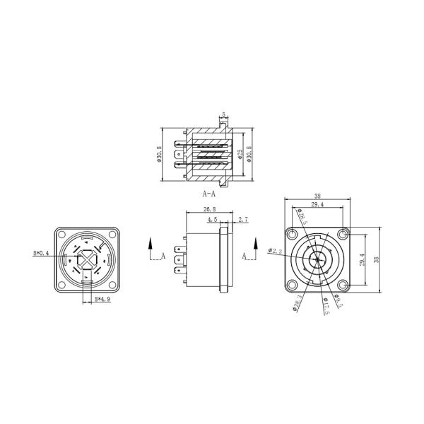 IP40 Metal Custom Screw-type Terminals Latch Lock Cable Round Female Plug 40A 50A 8 Pin Loudspeaker Connector OEM ODM