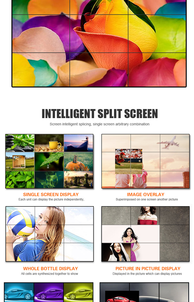 промышленная ранг 4K СДЕЛАЛА стену ТВ медиа-проигрывателя стены 55inch 2*2 LCD видео- ядровую