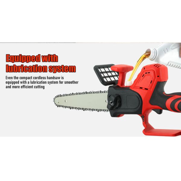 8 Inch Cordless Electric Chainsaw with Auto Chain Tension and Oil Pump for Wood Cutting