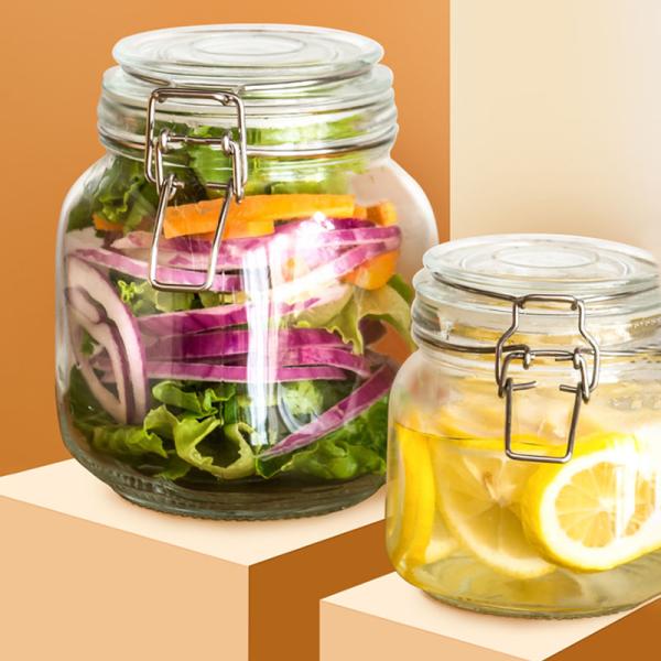 Wide Opening Recycled Glass Jars With Lid , Fermenting Glass Preserving Jars