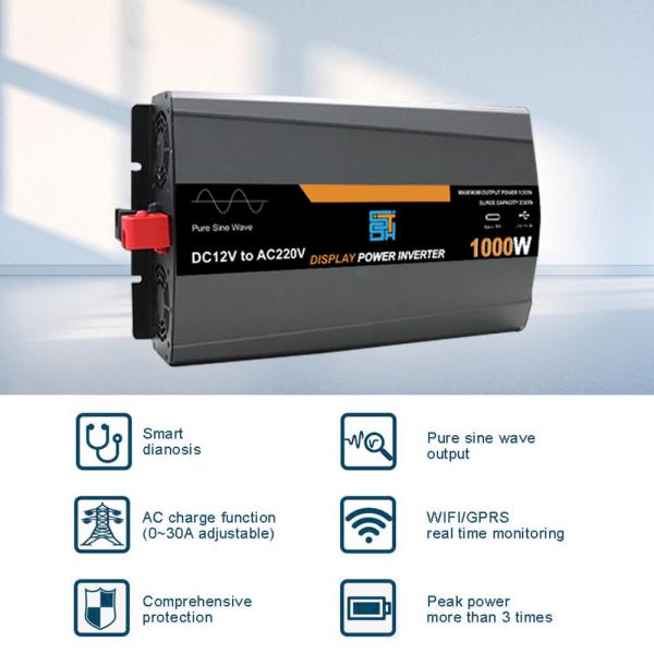 Onduleur solaire à onde sinusoïdale pure 3000W 12V/24V/48V DC vers 110V/220V AC