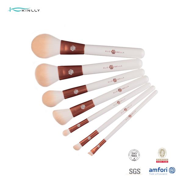Travel Synthetic Hair 7PCS Rose Gold Cosmetic Brush Wooden Handle