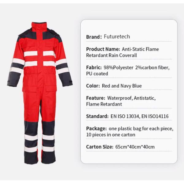 Водоустойчивое пламя FR - retardant прозодежды работают волокно углерода 98% полиэстер 2% доказательства масла костюма