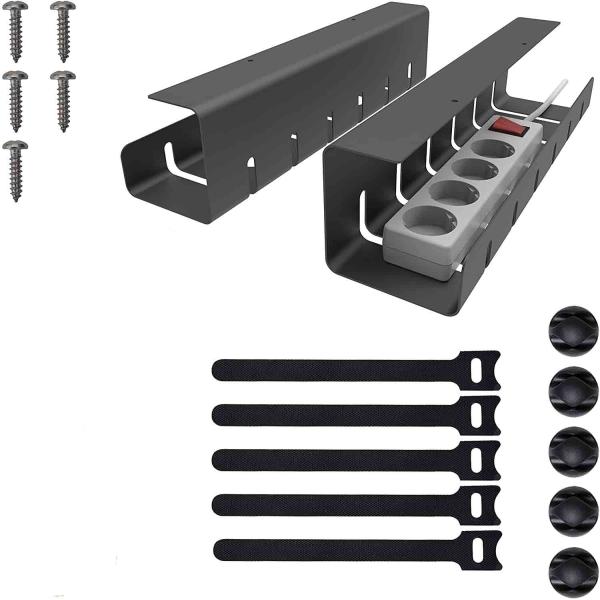 Чёрный стальной кабельный поднос для офисного стола для совещаний под рабочим столом