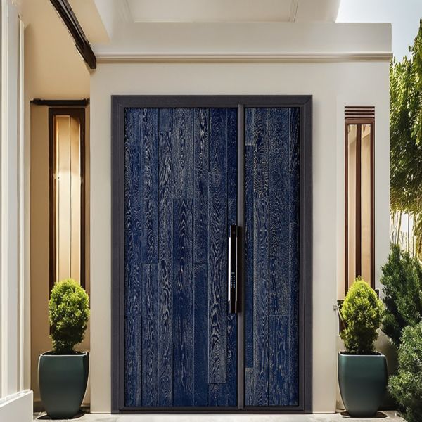 Fireproof Villa Fingerprint Security Door Soundproof Anti Theft Swing Open Design