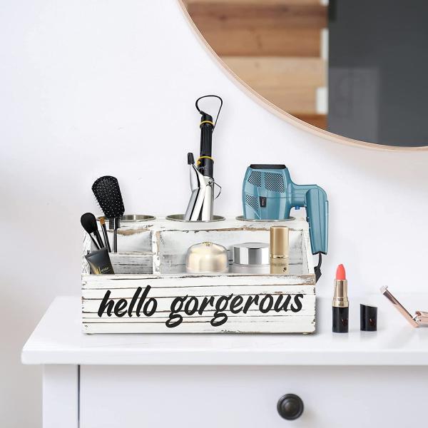 Rustic Design Style Wall Mount Hair Styling Care Tool Organizer with Personalized Logo
